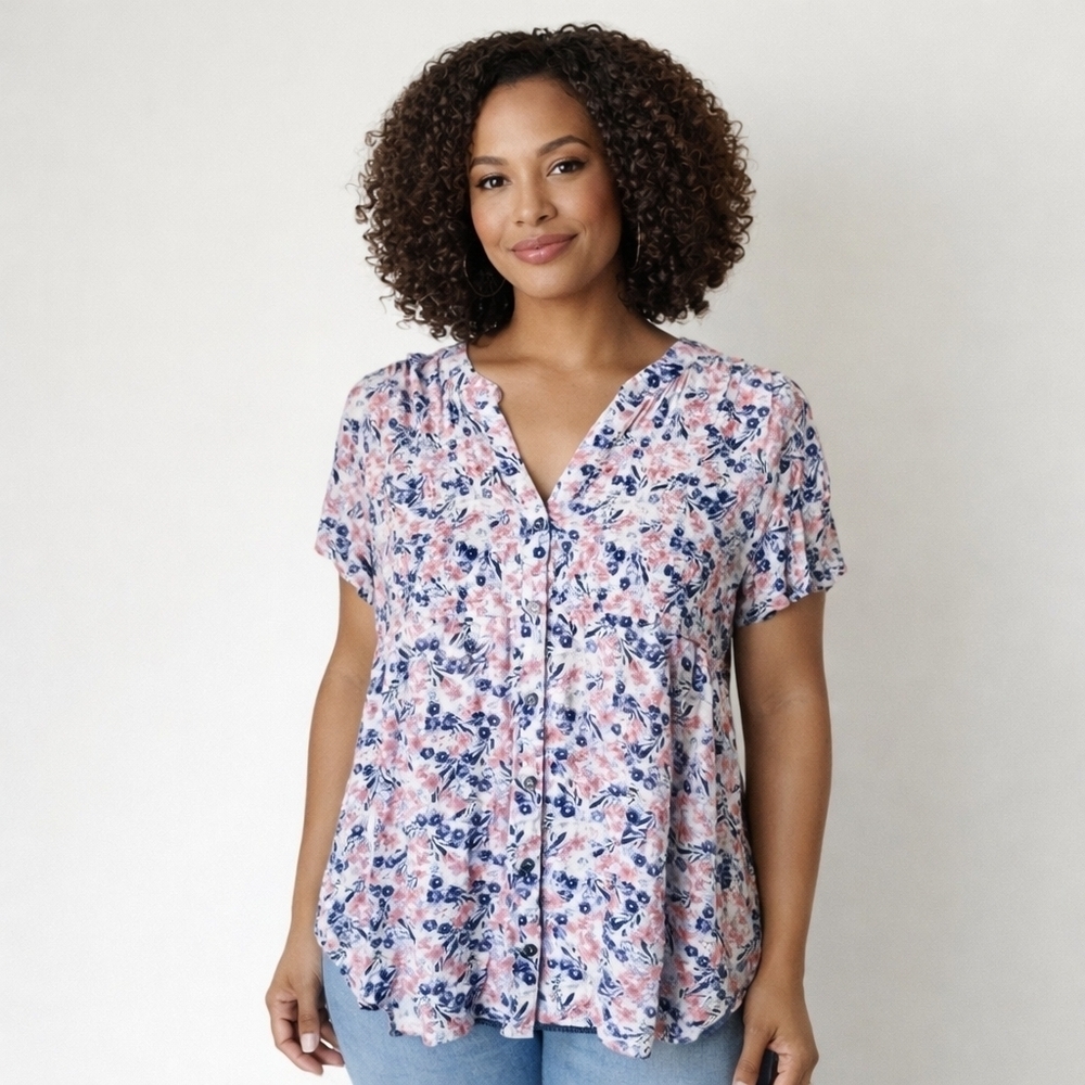 Knox Rose Floral Button Down Boho Shirt